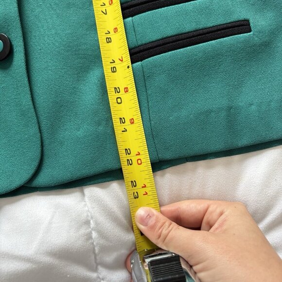 Vintage 80s 90s Blazer Womens Size 10P Blue Teal Buttons Short Sleeve Collared - Picture 7 of 7